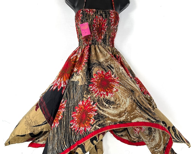 Ayeling Fairy Dress; Silk Summer Dress, One Size 38" (97cm) Midi Length, Silky Sun Bohemian Hippy Boho Gypsy Princess. SKU:904-7269