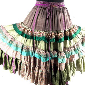 Jazmyn 25 Yard Skirt handmade in Vintage Summer Silk, Maxi One Size; (28&quot;-42&quot; Waist) a Boho Cottagecore skirt SKU:738-8998