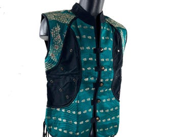 Steampunk Silk Brocade & Cotton Unisex Skanda Tunic (UK-XL  SKU:484-10534)