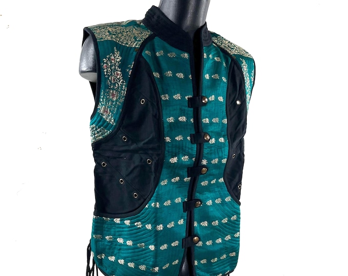 Steampunk Silk Brocade & Cotton Unisex Skanda Tunic (UK-XL  SKU:484-10534)