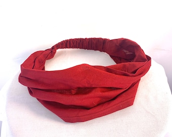 Red Cotton Washable Headband Face Mask. dust mask, bandana, scrunchies FIT Head circumference 19” to 23”
