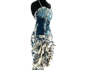 Ruby Fantasy Agni Silk SunDress; Light-weight handmade Summer Elven, Ruffle, Fairycore, Cottagecore dress.  SKU:735-9344