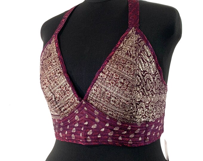 4XL. Phoenix Tribal Top. New cut in Up-cycled Silk brocade. Big Cleavage. SKU:1028-5925