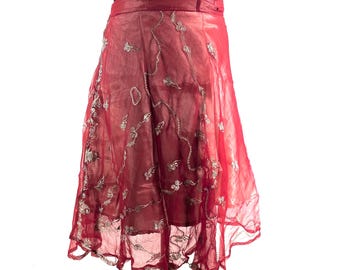 Aari Tari Midi Wrap Skirt - 2 layer handmade (SKU:2011-9889)