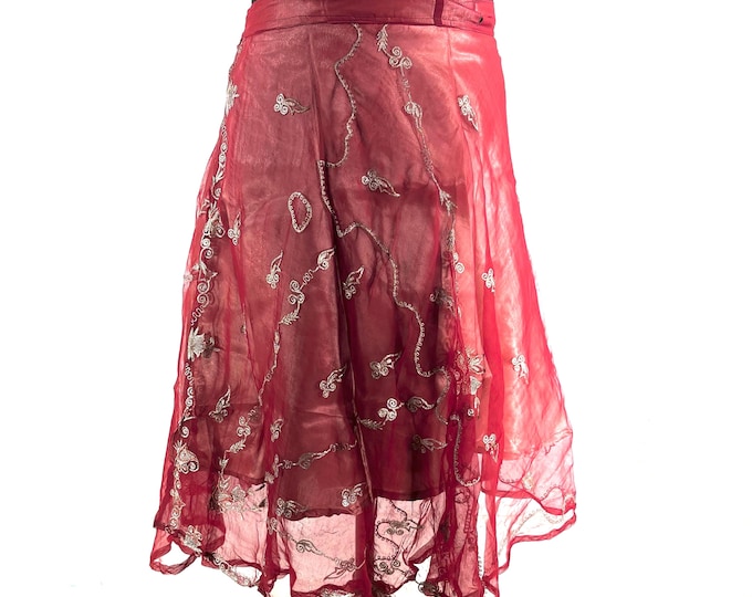 Aari Tari Midi Wrap Skirt - 2 layer handmade (SKU:2011-9889)