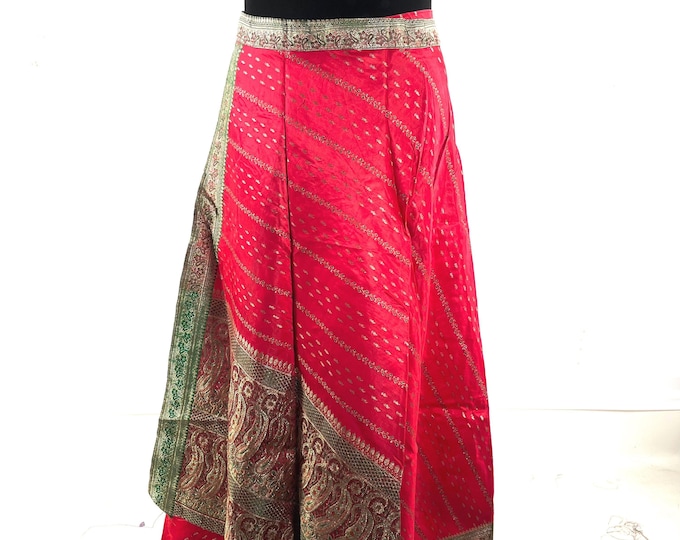 Pahala Maxi Wrap Skirt. Upcycled Vintage Heavy Silk Brocade Sari. One Layer A-Line Wrap Skirt SKU:2032-10495