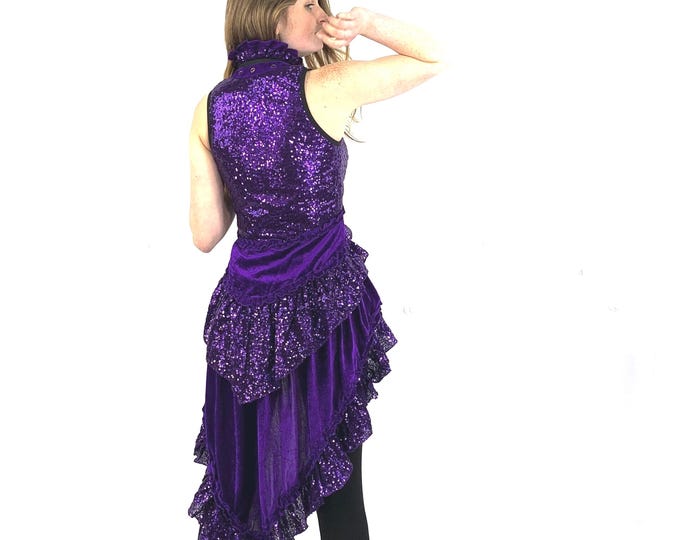Corset Dress - Deep Purple - Quality High Density Sequins & Velvet Edging - Sophia  SKU:3000