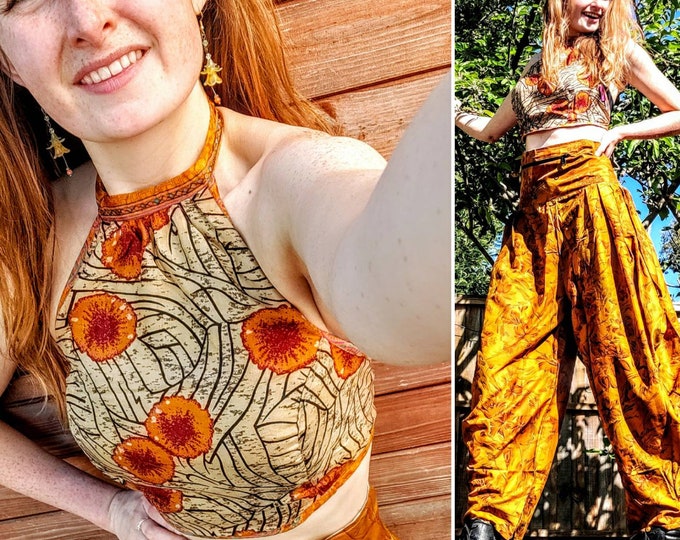 M/L Halter Crop Top, in Light Silk, Reversible (Rave/Festival Top) SKU:439-1943