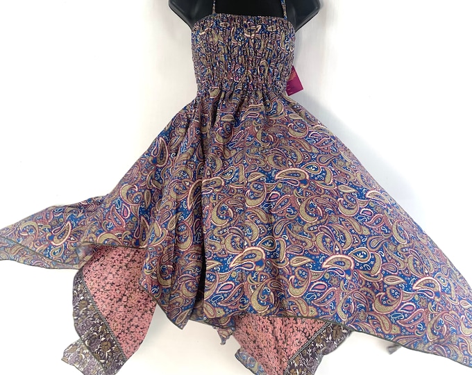 Adeline Long Summer Silk Fairy Dress. 40" Length in One Size. (The Perfect Tall Girl Summer Dress) SKU:902-4525