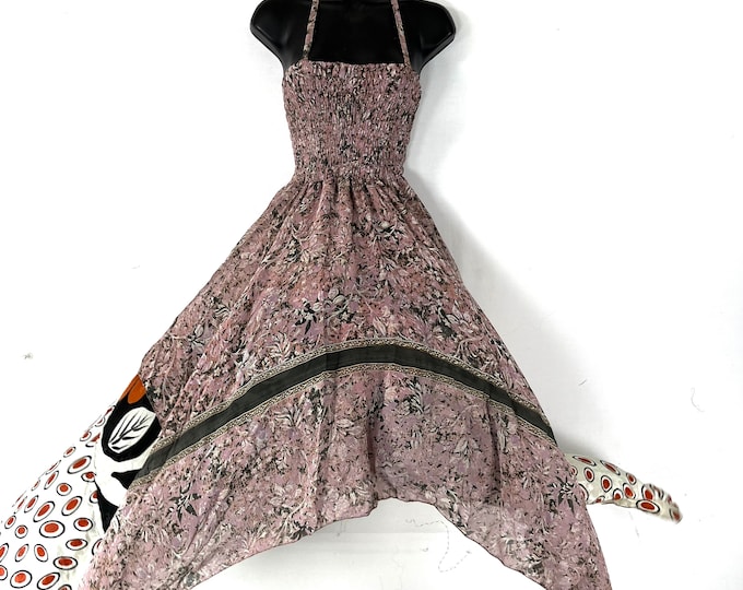 Aurora Long Summer Silk Fairy Dress, One Size; Silk Maxi Tall Girl Sundress SKU:902-7893