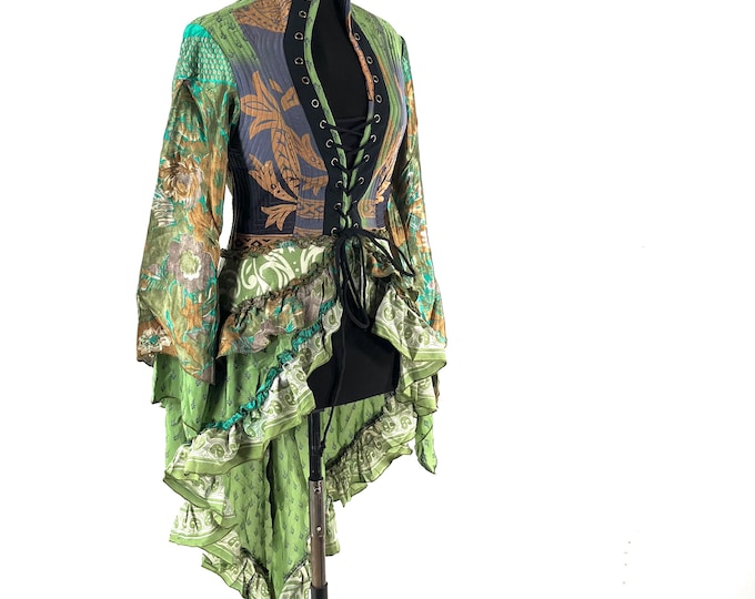 M. Seraphina Corset Dress, Silk, Long Sleeves, Handmade. SKU:1006-9317