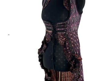 L. Alaxi Bustier Dress; Underbust Corset Cottagecore Dress in Vintage Silk perfect for Bridgerton Cosplay, Larp & Steampunk SKU: 2113-8167