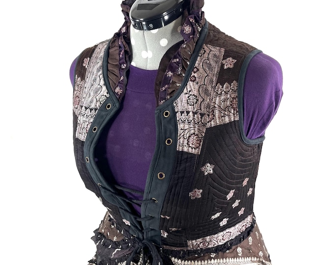 3XL. Isabella Corset Vest Dress; Silk Brocade handmade SKU:2001-9582