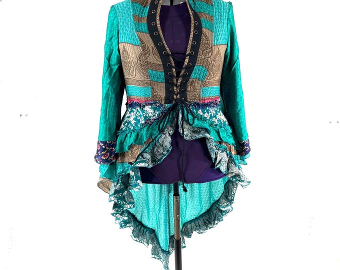 4XL. Seraphina Corset Dress, Silk, Long Sleeves, Handmade.  SKU:1011-9288