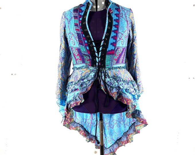 4XL. Seraphina Corset Dress, Silk, Long Sleeves, Handmade.  SKU:1011-9286