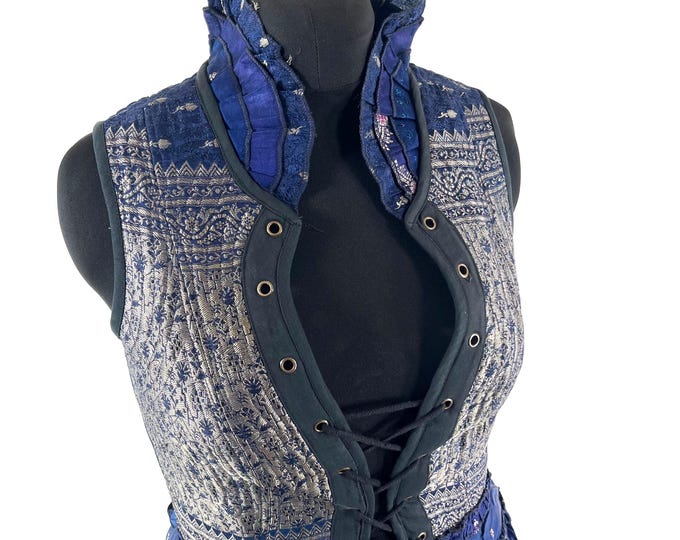 XL. Isabella Corset Dress; handmade in Silk brocade. Perfect for Steampunk, REN, Tribal events & parties SKU:2001-9610