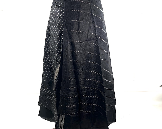 Pemberin Maxi Wrap Skirt - Silk Brocade - Two Layer - A-Line - One Size SKU:2035-10462