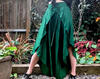 Dark GreenTulip Palazzo Pants; Rayon Split open leg harem trouser