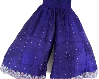 Felicity Culottes in Silk brocade One size pants with Elasticated Waist Wide Leg Palazzo trousers SKU:810-9197
