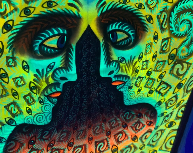UV Art 69cm x 44cm apron. Blacklight Fluorescent Glow Art Backdrop / Tapestry Wall Hanging. 27” X 17”
