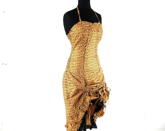 Ruby Fantasy Agni Silk SunDress; Light-weight handmade Summer Elven, Ruffle, Fairycore, Cottagecore dress.  SKU:735-B-9348