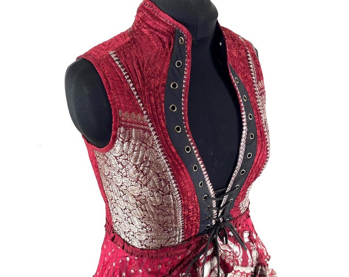 Elegant Vintage Silk Brocade Corset Dress - Size XL Isabella SKU:2134-9602