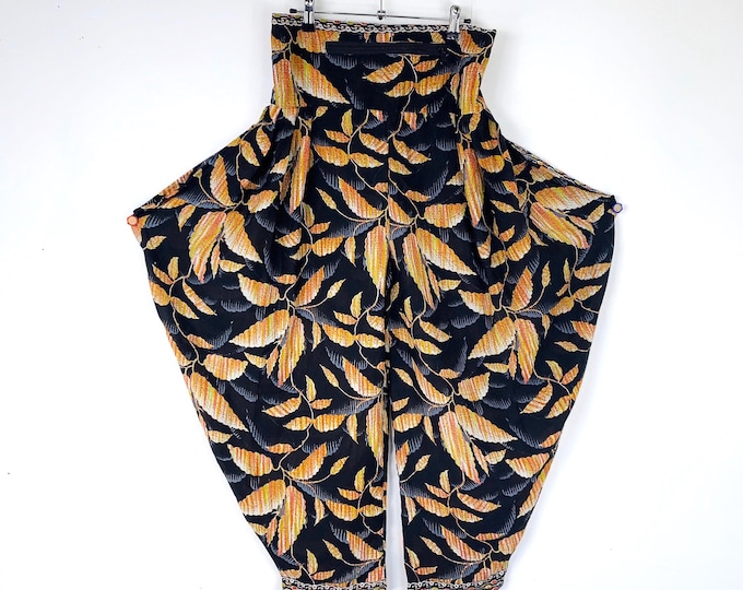 M/L Silk Festival Pants with Zip Waistband Pocket. Funky Trousers (SKU:801-0025)