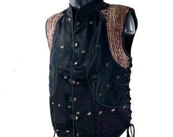 Steampunk Silk Brocade & Cotton Unisex Skanda Tunic (UK-XL  SKU:484-10533)