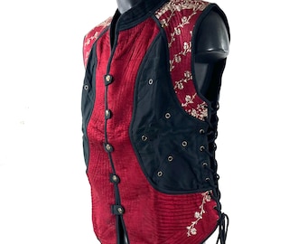 Steampunk Silk Brocade & Cotton Unisex Skanda Tunic (UK-XL  SKU:484-10538)