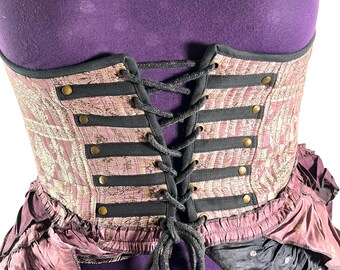 6XL Elisa Bustier Dress; Steampunk Under-bust Long Body Corset in Silk Brocade  (SKU:2004-10215)