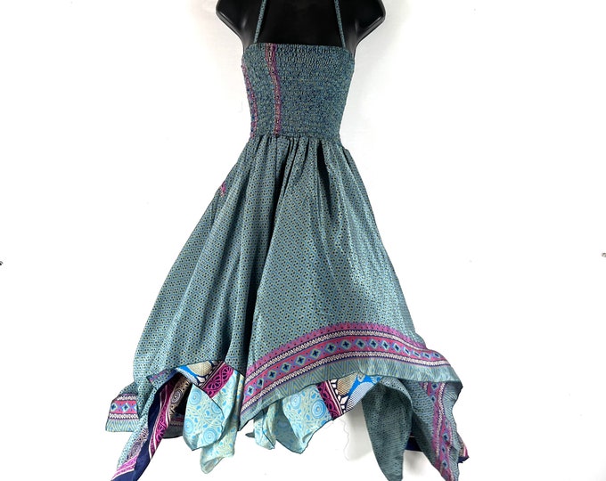 Aurora Long Summer Silk Fairy Dress, One Size; Silk Maxi Tall Girl Sundress SKU:902-7922