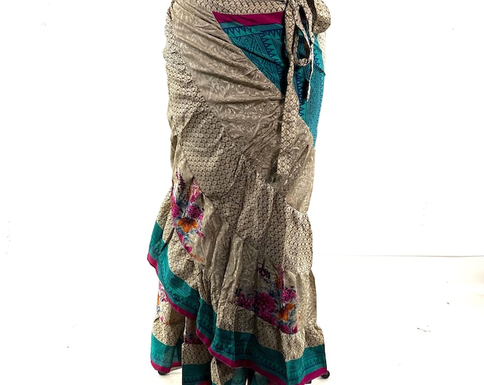 Kezia Gypsy Silk Wrap Skirt OneSize Plus - Can be worn as a dress  (SKU:931-10435)