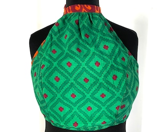 M/L Halter Crop Top, in Light Silk, Reversible (Rave/Festival Top) SKU:439-2075