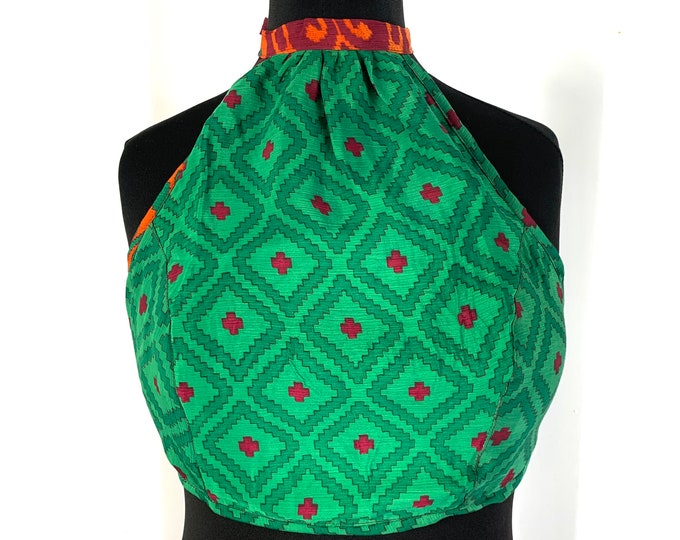 M/L Halter Crop Top, in Light Silk, Reversible (Rave/Festival Top) SKU:439-2075