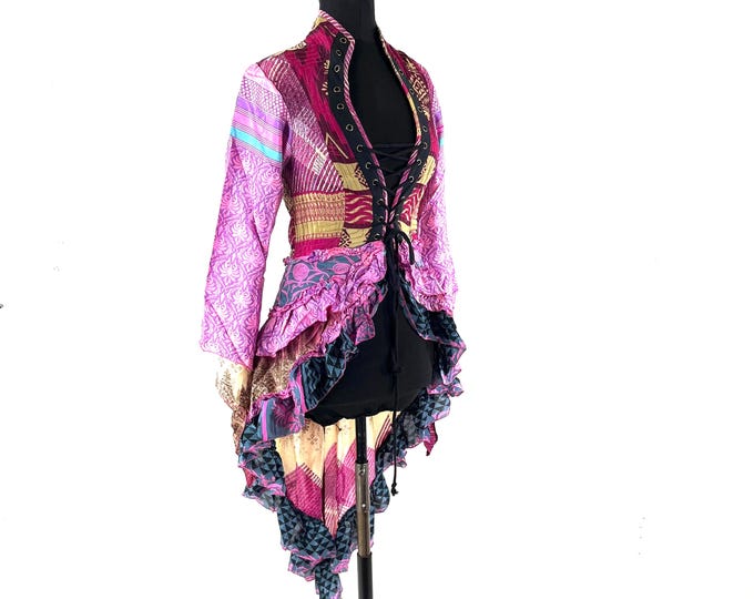 S. Seraphina Corset Dress, Silk, Long Sleeves, Handmade. SKU:1005-9325