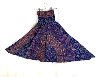 Rayon Harem Pants. Afghani Ali Baba, Aladdin, Unisex, Afghan, Yoga Trousers Strong Blue & Orange