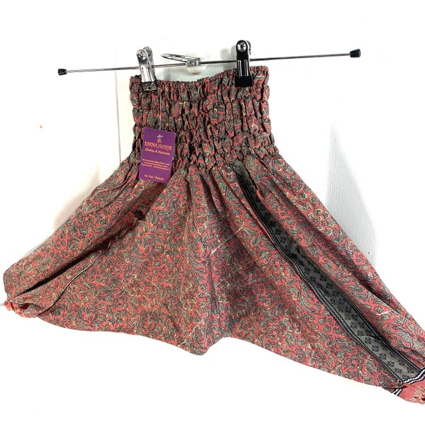 Sarouel en soie taille enfant 3, Afghans pour enfants, entrejambe bas, Ali Baba, yoga, pantalon unisexe pour enfants.