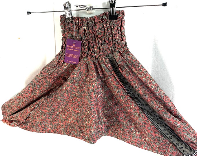 Child Size 3 Silk Harem Pants, Children's Afghans, drop-crotch, Ali Baba, yoga, unisex kids trousers.