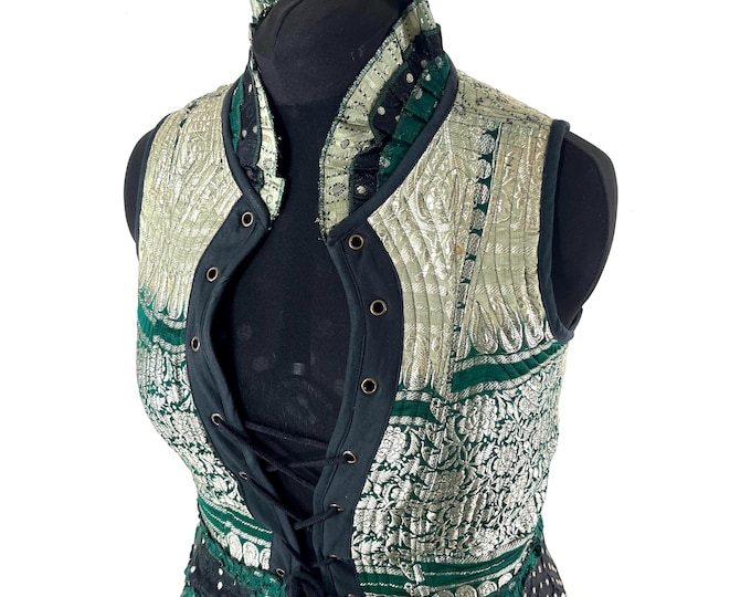 2XL. Isabella Corset Dress in Silk brocade. Perfect for Steampunk, Larp, Tribal & REN events SKU:2001-9598