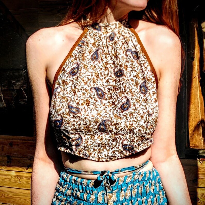 silk halter crop top