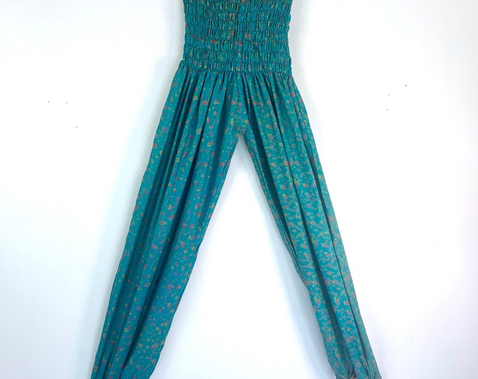 Tina Silk Pantaloon Harem. One size Adult. Light sheer material. Yoga Pants, Gypsy trousers, festival style in Light Turquoise, Pink & Green