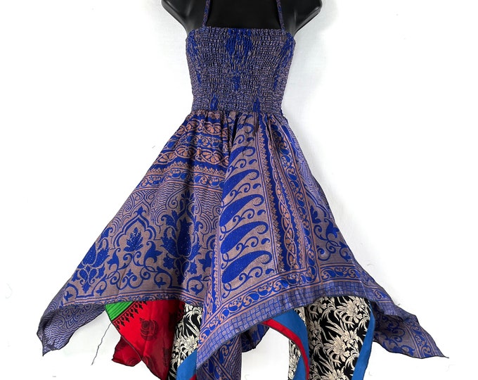 Ayeling Fairy Dress; Silk Summer Dress, One Size 38" (97cm) Midi Length, Silky Sun Bohemian Hippy Boho Gypsy Princess. SKU:904-7274