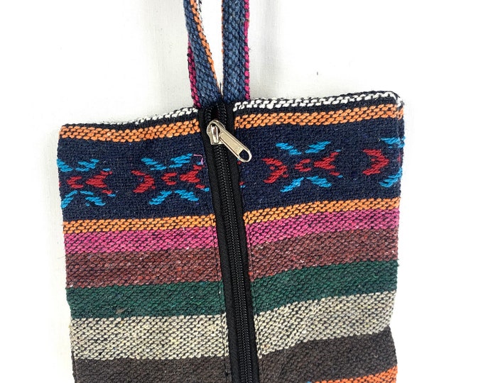 Coin Purse Hippie Style. Handmade Boho Cotton Wallet Bag