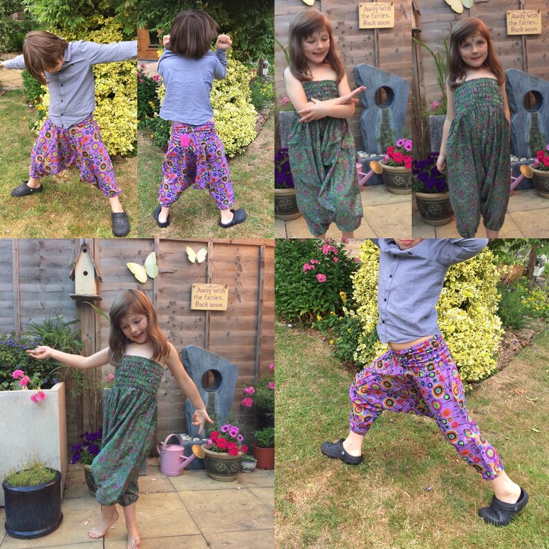 Children/'s Afghans drop-crotch yoga unisex kids trousers. Size 3 Silk Harem Pants Ali Baba