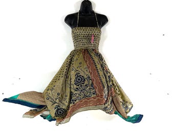 Tatiana Fairy Dress 41" (104cm) Long, One Size; Silk Maxi Summer Dress, Tall Girl Sundress, SKU: 902-9223
