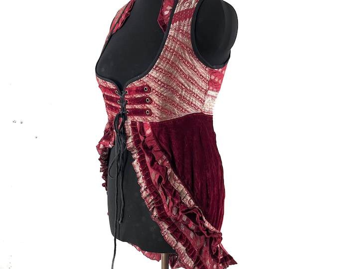 3XL. Celeste Velvet Underbust Corset Dress with adjustable skirt SKU:2126-9543