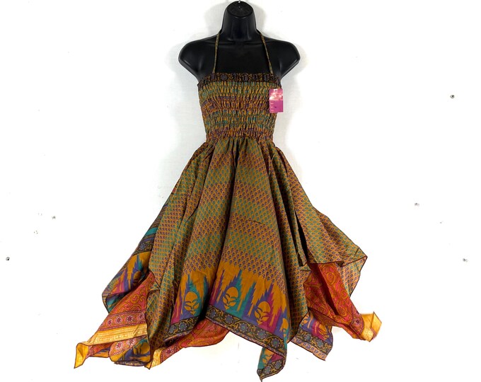Tatiana Fairy Dress 41" (104cm) Long, One Size; Silk Maxi Summer Dress, Tall Girl Sundress, SKU: 902-9226
