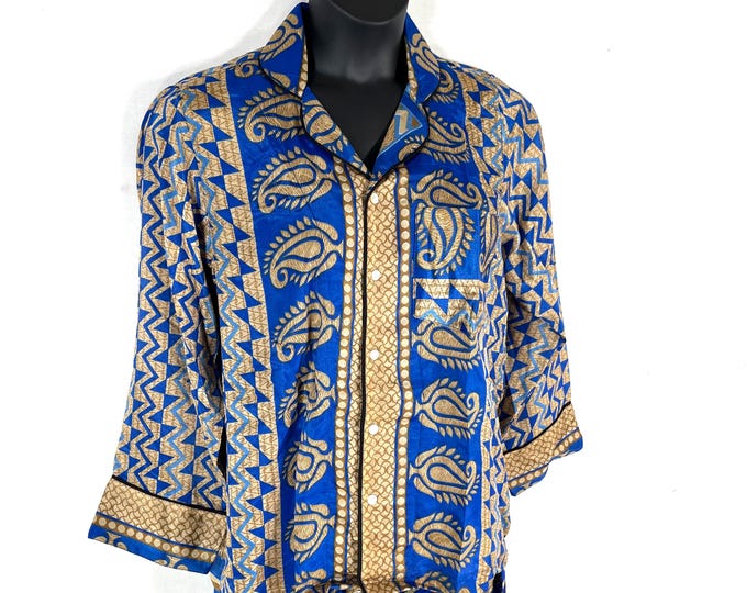 Sheer Sari Silk Pyjamas Set - Matching Lounge Wear with Travel Bag (Medium SKU: 726-10549)