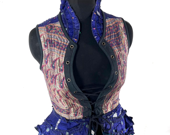 L. Isabella Corset Dress; handmade in Silk brocade. Perfect for Steampunk, REN, Tribal events & parties SKU:2001-9616