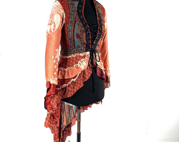 L. Seraphina Corset Dress, Silk, Long Sleeves, Handmade. SKU:1007-9312